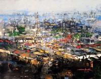 Shan Amrohvi, 24 x 30 inch, Acrylic on Canvas, Cityscape Painting, AC-SA-188